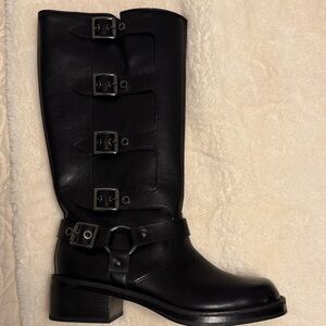 MOTO Goth Black Vegan Leather Boots